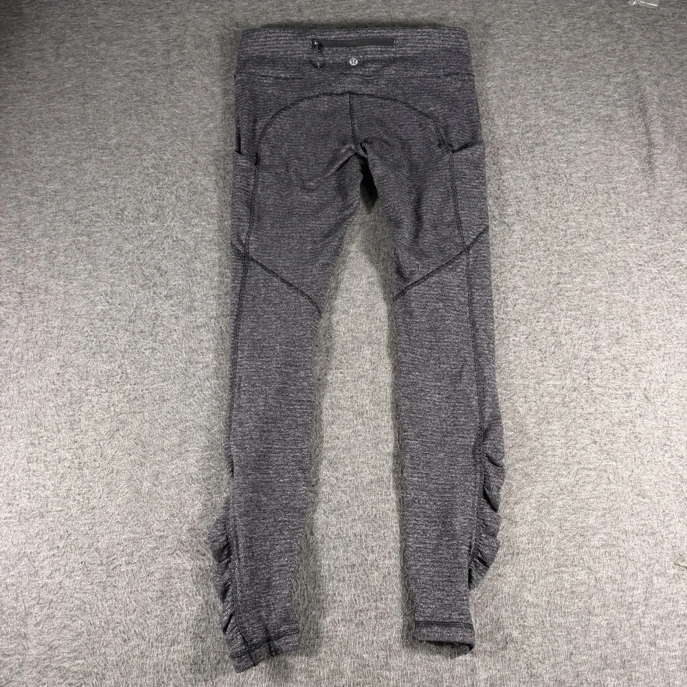 Lululemon  Women's Size 8 Speed Tight Leggings Ruched Heathered Gray Pockets